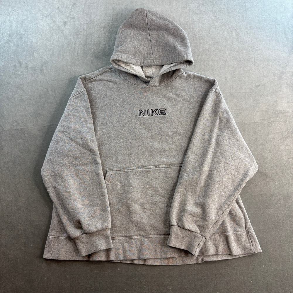 Vintage Nike Hoodie Grey Embroidered Swoosh Pullover ‎ Men's Large